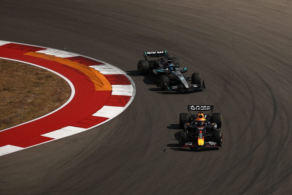 Max Verstappen and George Russell, American Grand Prix 2025