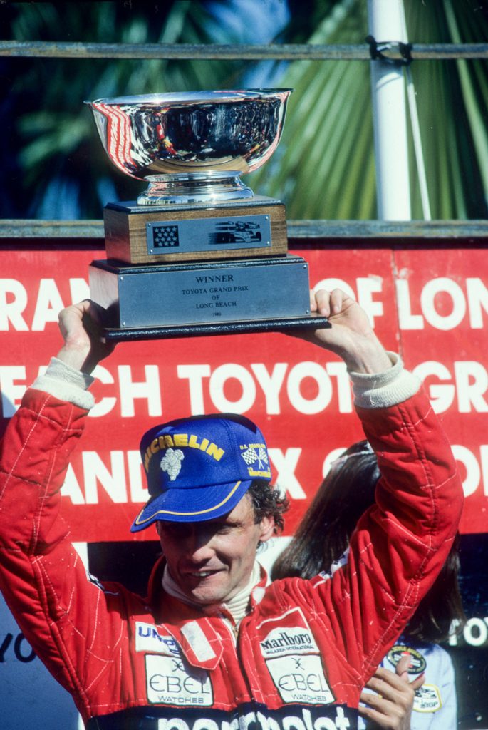 Niki Lauda during the 1984 Formula 1 season, winning the title by half a point.