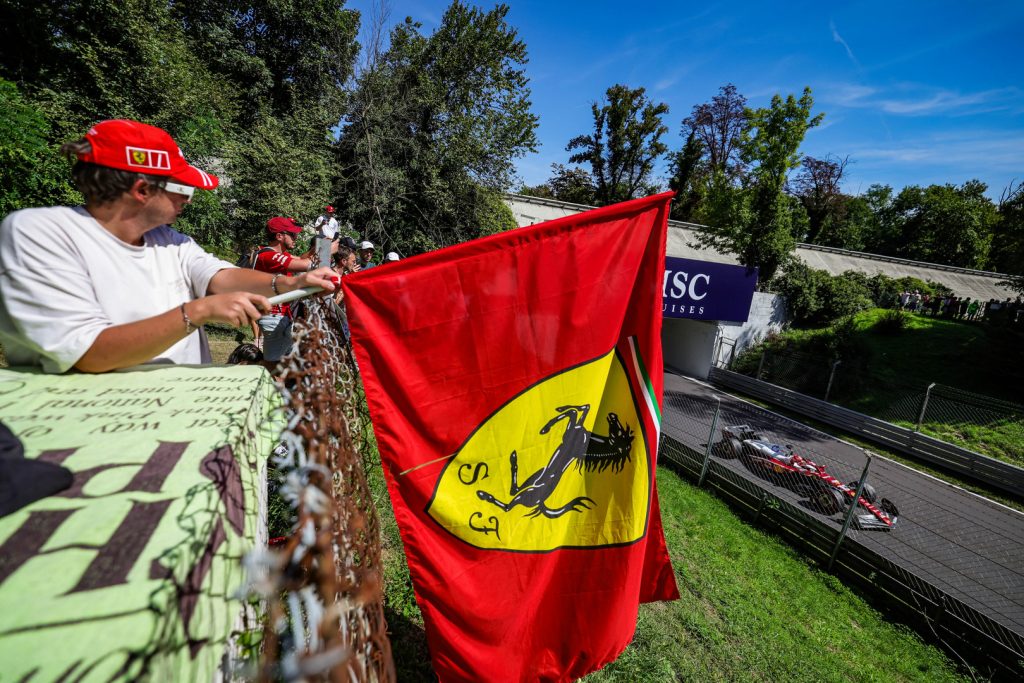 Ferrari car and Ferrari fans at 2025 F1 Italian Grand Prix