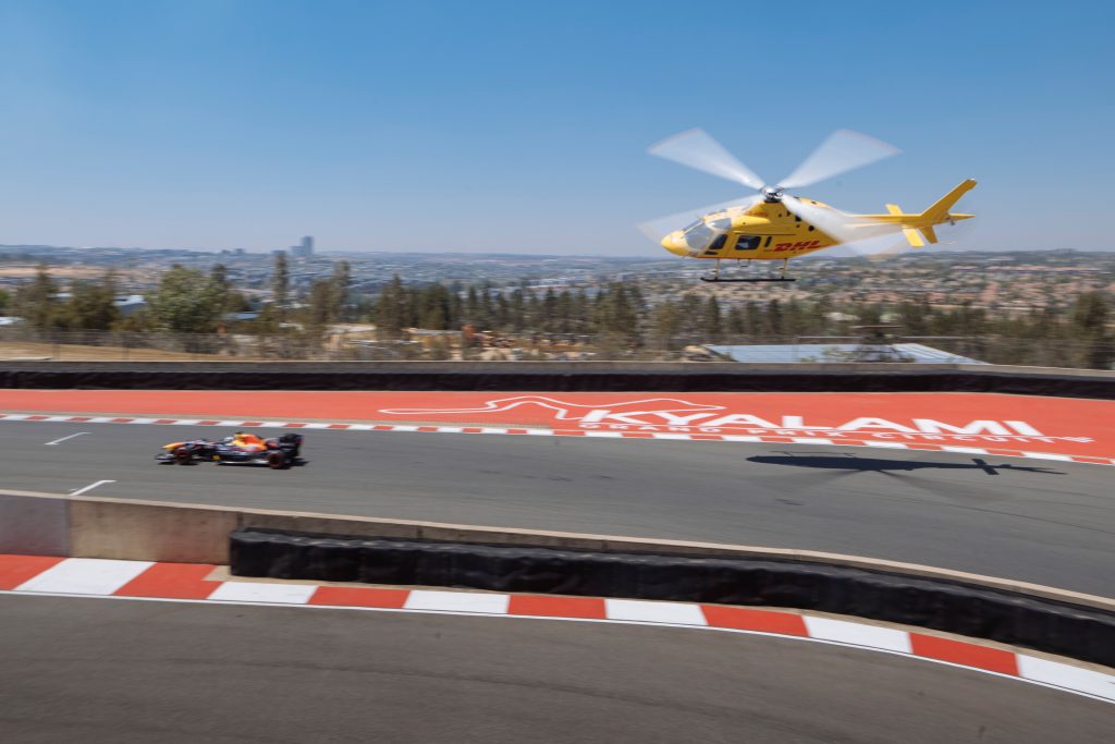 David Coulthard performs during filming of Racing Around Kyalami in Johannesburg, South Africa on October 4, 2024