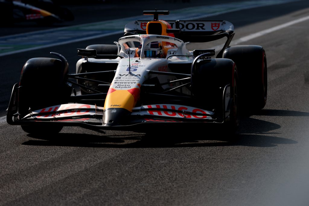 Isack Hadjar on track during qualifying at 2025 F1 Mexico Grand Prix