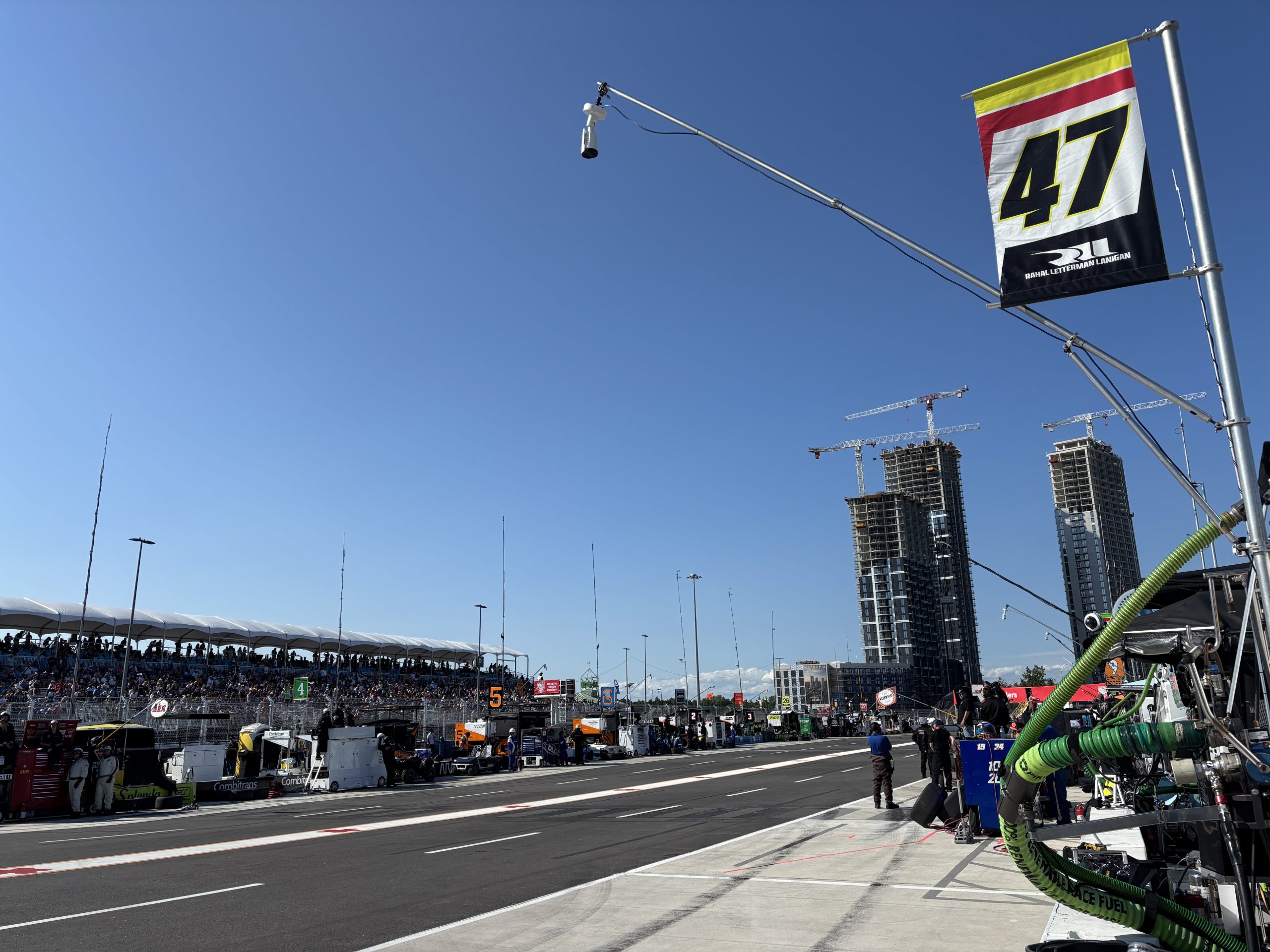 The view of the pit lane at the Markham IndyCar Circuit